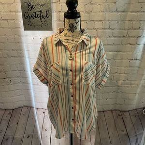 Eden and Olivia XL button up striped blouse